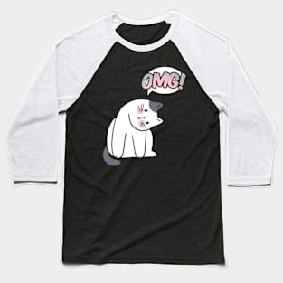 funny omg cut kawaii cat  surprised Baseball T-Shirt